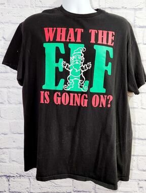 Delta Black Red Green What The Elf Is Going On? Graphic Shirt XL Lightweight